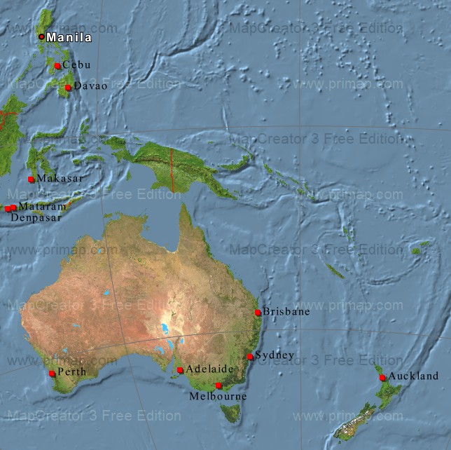 Australien-Landkarte mit Reiserouten