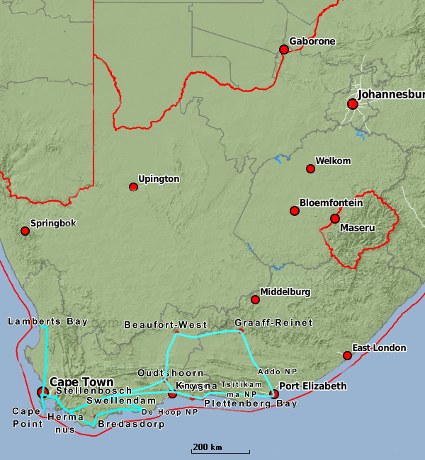 Suedafrika-Landkarte